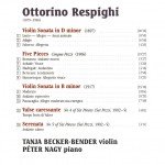 Respighi* - Tanja Becker-Bender - PÃ©ter Nagy (2) - Violin Sonatas - Five Pieces For Violin And Piano (CD, Album)