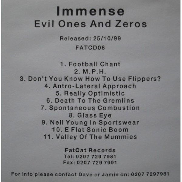 Immense - Evil Ones And Zeros (CD, Album, Promo)