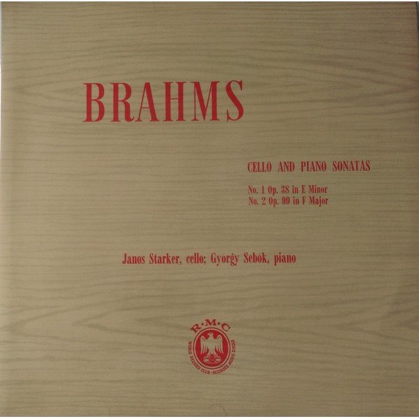 Johannes Brahms, Janos Starker, Gyorgy Sebok* - Cello And Piano Sonatas (LP, Album, Mono, Club, RE)