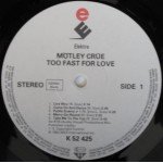 Mötley Crüe - Too Fast For Love (LP, Album, RE)