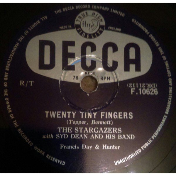 The Stargazers With Syd Dean And His Band - Twenty Tiny Fingers / An Old Beer Bottle (Shellac, 10