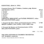 Alfred Schnittke / Lev Markiz / New Stockholm Chamber Orchestra* - Concerto Grosso I · Concerto For Oboe And Harp · Concerto For Piano And Strings (CD, Album)