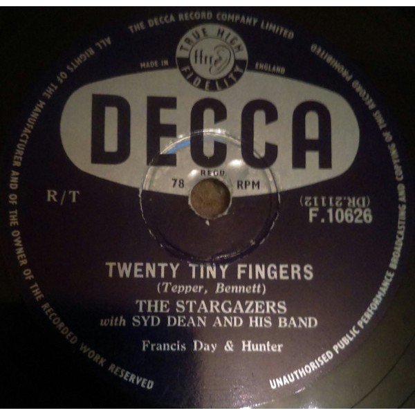 The Stargazers With Syd Dean And His Band - Twenty Tiny Fingers / An Old Beer Bottle (Shellac, 10