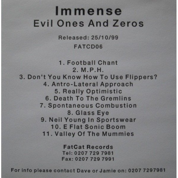 Immense - Evil Ones And Zeroes (CD, Album, Promo)