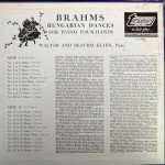 Brahms*, Walter* & Beatriz Klien - Hungarian Dances For Piano Four-Hands (Original Version) (LP)